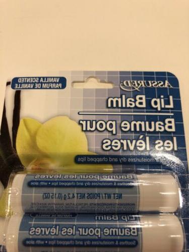 New in 2 pc. Assured Lip Balm Sticks Flavor Soothes & Moisturizes